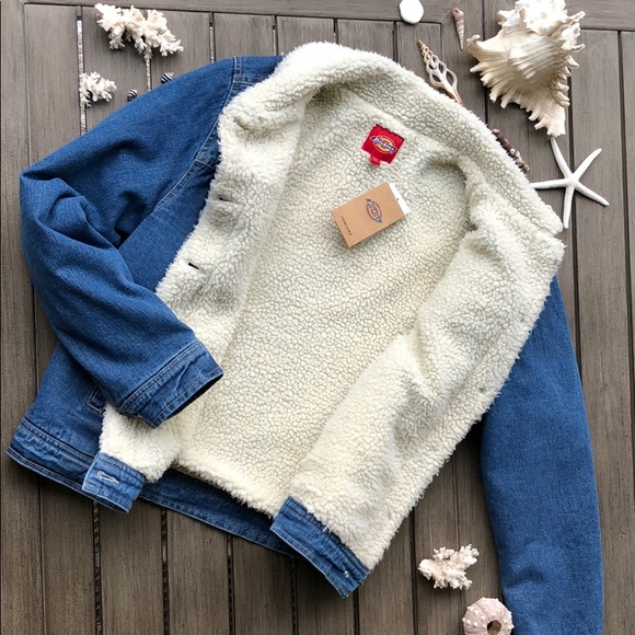 🌴🌼DICKIES- Faux Shearling Lined Denim Jacket🌼🌴 - Picture 9 of 12